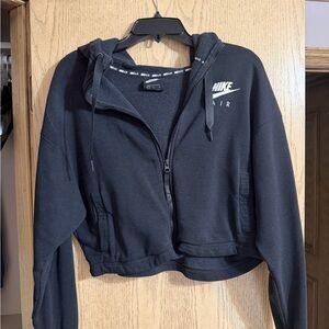 Nike Air Women's Black Cropped Zip-Up Bomber Hoodie